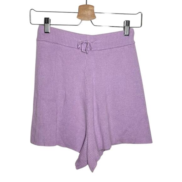 The Lullaby Club Light Lilac Purple Rib Knit Alex Shorts S/M - Picture 2 of 9